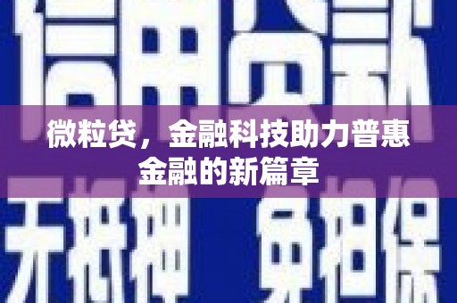 浉河微粒贷，金融科技助力普惠金融的新篇章