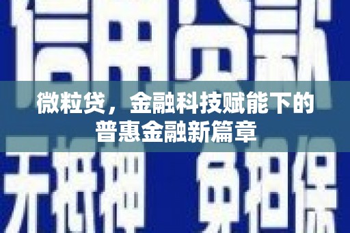 浉河微粒贷，金融科技赋能下的普惠金融新篇章