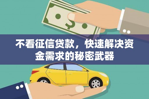 浉河不看征信贷款，快速解决资金需求的秘密武器