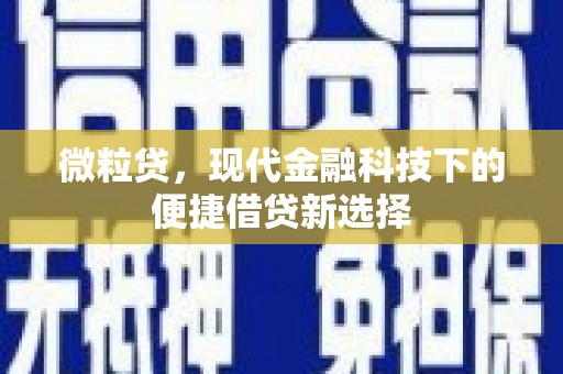 浉河微粒贷，现代金融科技下的便捷借贷新选择