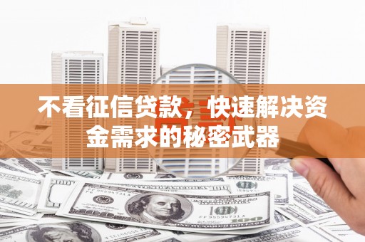 浉河不看征信贷款，快速解决资金需求的秘密武器