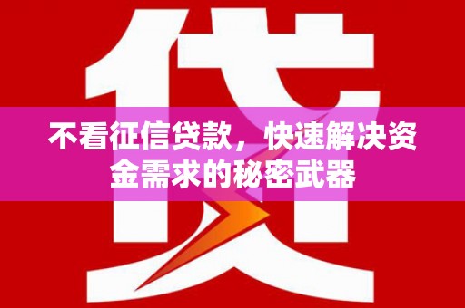 浉河不看征信贷款，快速解决资金需求的秘密武器