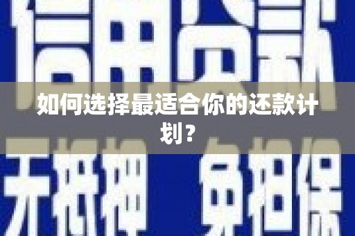 浉河如何选择最适合你的还款计划？